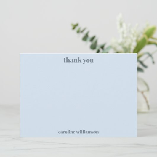 Bold Typography Soft Blue Modern Birthday Name サンキューカード (スタンド正面)