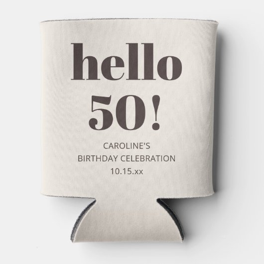 Bold Typography Warm Brown Modern 50th Birthday  缶クーラー (正面)