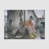 Bold Urban Woman Red White Stripes Decoupage 薄葉紙 (正面)