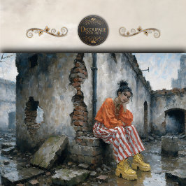 Bold Urban Woman Red White Stripes Decoupage 薄葉紙