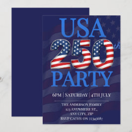 Bold USA 250th Party 4th of July 2026 Modern  招待状