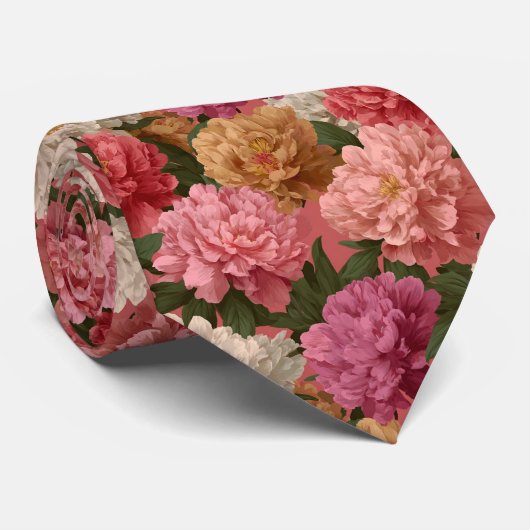 Bold Valentine Gifts For Men Peonies ネクタイ (ロール)