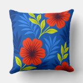 Bold Vermilion Red Florals with Elegant Leaves クッション (裏面)