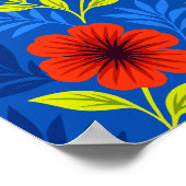 Bold Vermilion Red Florals with Elegant Leaves ポスター (角)