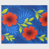 Bold Vermilion Red Florals with Elegant Leaves ラッピングペーパー (フラット)