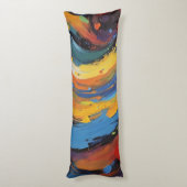 Bold Vibrant Abstract Oil Painting Fluid Swirls ボディピロー (裏面 (縦))