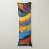 Bold Vibrant Abstract Oil Painting Fluid Swirls ボディピロー (正面縦)