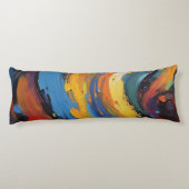 Bold Vibrant Abstract Oil Painting Fluid Swirls ボディピロー (裏面)