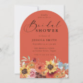 Bold Vibrant Floral Modern Arch Bridal Shower  招待状 (正面)