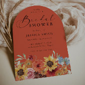 Bold Vibrant Floral Modern Arch Bridal Shower  招待状