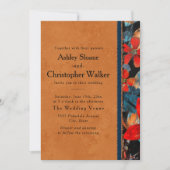 Bold Vibrant Orange Teal Red Flowers 招待状 (正面)