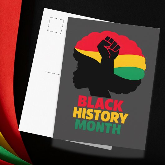 Bold Vibrant Pan African Silhouette Afro Woman ポストカード