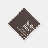 Bold Warm Brown Cute Modern Custom 50th Birthday スタンダードカクテルナプキン (角)