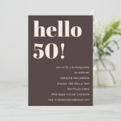 Bold Warm Brown Modern Chic 50th Birthday Party 招待状 (スタンド正面)