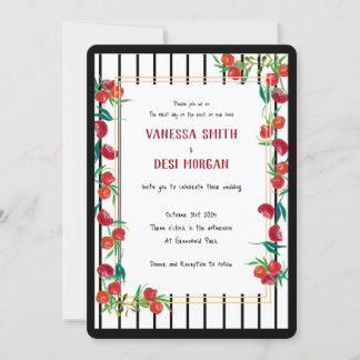 Bold Watercolor Pomegranate Wedding Invitations 招待状