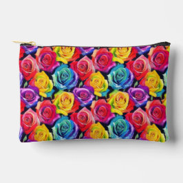 Bold watercolor rose array, floral pattern アクセサリーポーチ