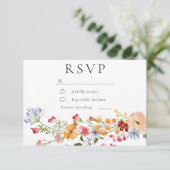 Bold Watercolor Wildflowers Wedding 出欠カード (スタンド正面)