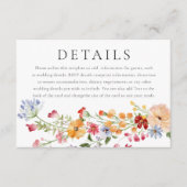 Bold Watercolor Wildflowers Wedding Details エンクロージャーカード (正面)