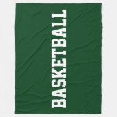 Bold White BASKETBALL Text On Deep Forest Green フリースブランケット (正面)