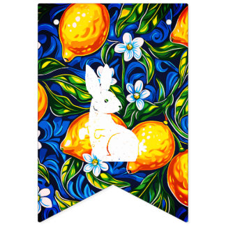 Bold White Bunny and Citrus Easter Bunting Banner バンティングフラッグ