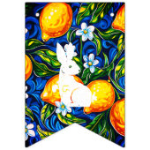 Bold White Bunny and Citrus Easter Bunting Banner バンティングフラッグ (第3の旗)