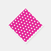 Bold White Polka Dots on Hot Pink スタンダードカクテルナプキン (角)
