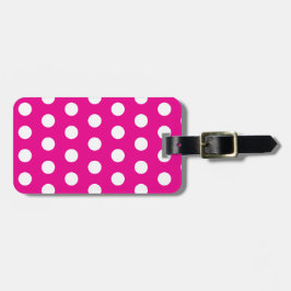 Bold White Polka Dots on Hot Pink ラゲッジタグ