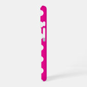 Bold White Polka Dots on Hot Pink  iPhone 16ケース (左側面)