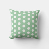 Bold White Polka Dots on Sage Green  クッション (正面)