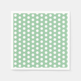 Bold White Polka Dots on Sage Green  スタンダードカクテルナプキン