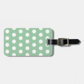 Bold White Polka Dots on Sage Green ラゲッジタグ (正面横)