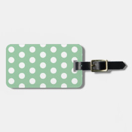 Bold White Polka Dots on Sage Green  ラゲッジタグ
