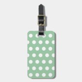Bold White Polka Dots on Sage Green ラゲッジタグ (正面縦)