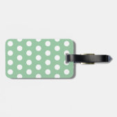 Bold White Polka Dots on Sage Green ラゲッジタグ (裏面横)