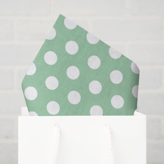 Bold White Polka Dots on Sage Green  薄葉紙 (ギフトバッグ)