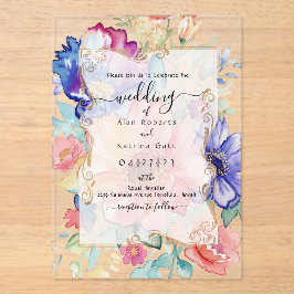 Bold Wildflower Clear Acrylic Wedding Invitation アクリル招待状