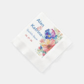 Bold Wildflower Floral Wedding Cocktail Napkin  縁ありカクテルナプキン (角)