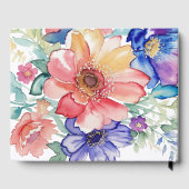 Bold Wildflower Garden Blue Pink Peach Floral  Gu ゲストブック (裏面)