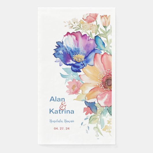 Bold Wildflower Long Dinner Napkin | Boho Floral (正面)