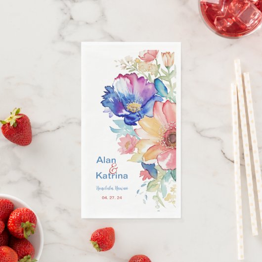 Bold Wildflower Long Dinner Napkin | Boho Floral  (インサイチュ)
