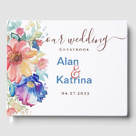 Bold Wildflower Wedding Guest Book | Boho Floral ゲストブック