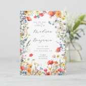 Bold Wildflower Wedding Save the Date 招待状 (スタンド正面)