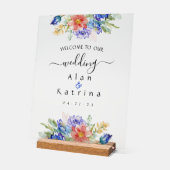 Bold Wildflower Wedding Welcome Acrylic Sign アクリルサイン (傾斜)