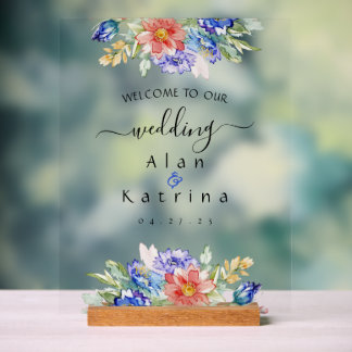 Bold Wildflower Wedding Welcome Acrylic Sign アクリルサイン