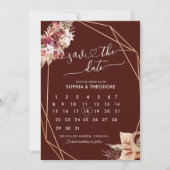 Bold Wine & Blush Watercolor Floral Photo セーブザデート (正面)