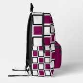 🔥 Bold Wine & White Geometric Backpack  プリントバックパック (左)