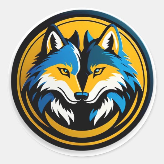Bold Wolf Logo Circle Emblem ラウンドシール (正面)