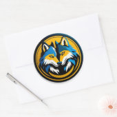 Bold Wolf Logo Circle Emblem ラウンドシール (封筒)