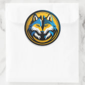 Bold Wolf Logo Circle Emblem ラウンドシール (バッグ)