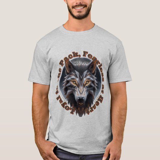 Bold Wolf Spirit - Fierce Geometric Wolf Art Tシャツ (正面)